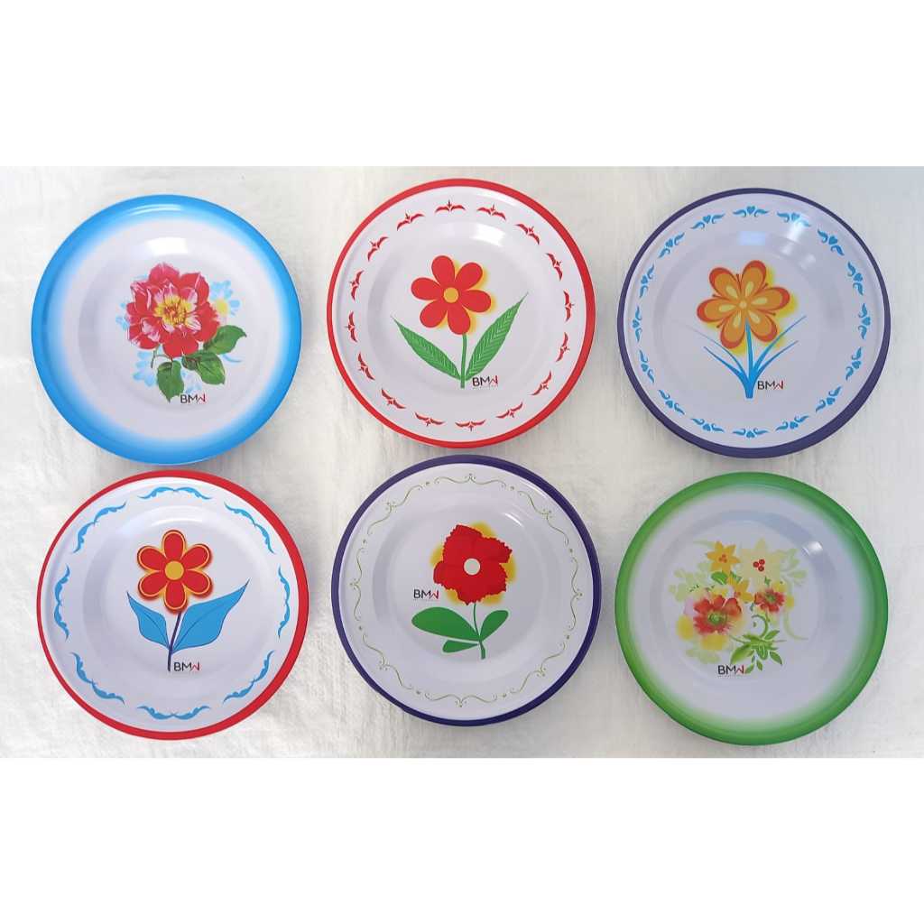 Piring Enamel Seng Jadul Motif Kembang / Piring Enamel Seng Jadul Motif Bunga 22" Premium