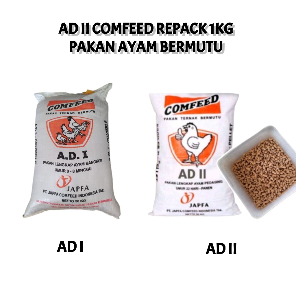 Pakan Pur Ayam Bangkok Aduan AD 1 dan AD 2 Comfeed Japfa Repack 1 kg