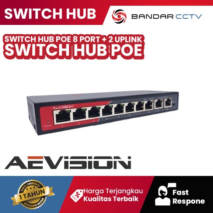 AEVISION SWITCH HUB POE 8 PORT + 2 UPLINK