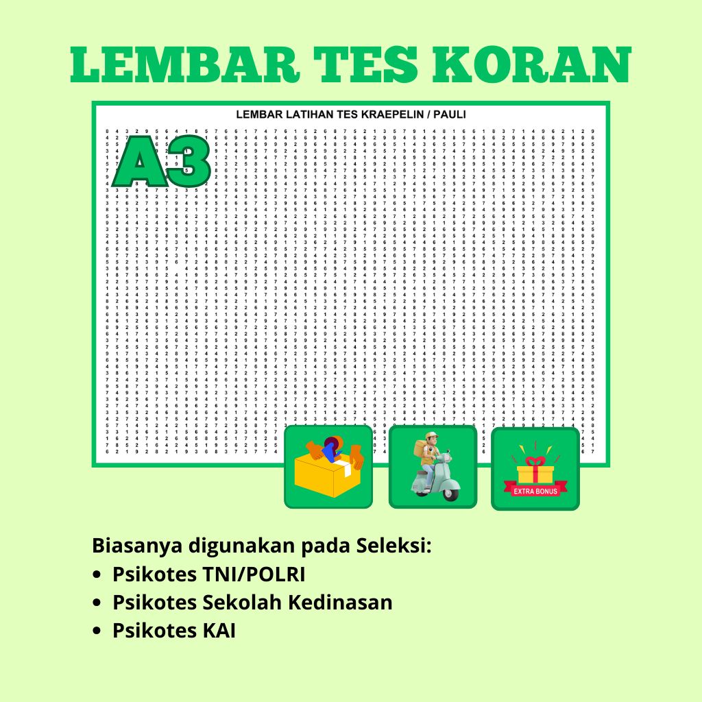 

KERTAS TES KORAN/TES PAULI/TES KRAEPLIN