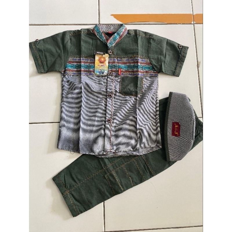 Setelan Koko Anak Denim Lengan pendek / Setelan Koko anak Aljami / koko anak lengan pendek / Koko al