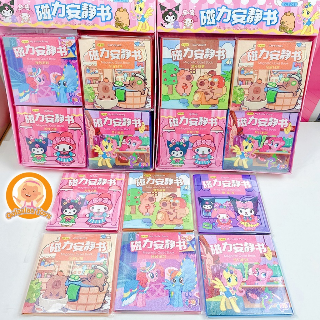 

Pocket Size Sticker Magnetic Quite Book/Sticker Book Capybara, Sanrio, Little Pony / Sticker Magnetic Ukuran Saku