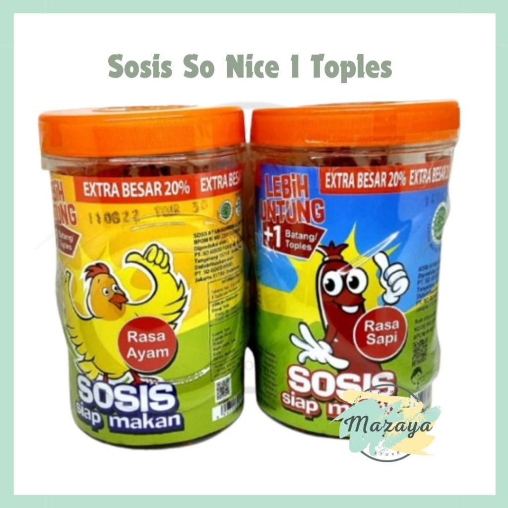 

SOSIS SIAP MAKAN SOSIS SO NICE EXTRA BESAR 20% RASA AYAM | SAPI - MAZAYA HOMESTORE