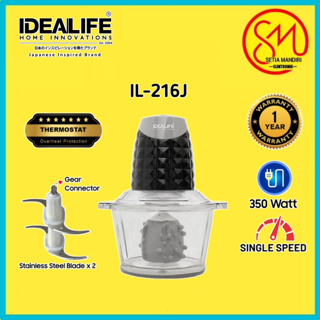 IDEALIFE Chopper IL-216J - Penghancur Pencincang Daging Sayuran Bumbu Bahan Makanan dan Es