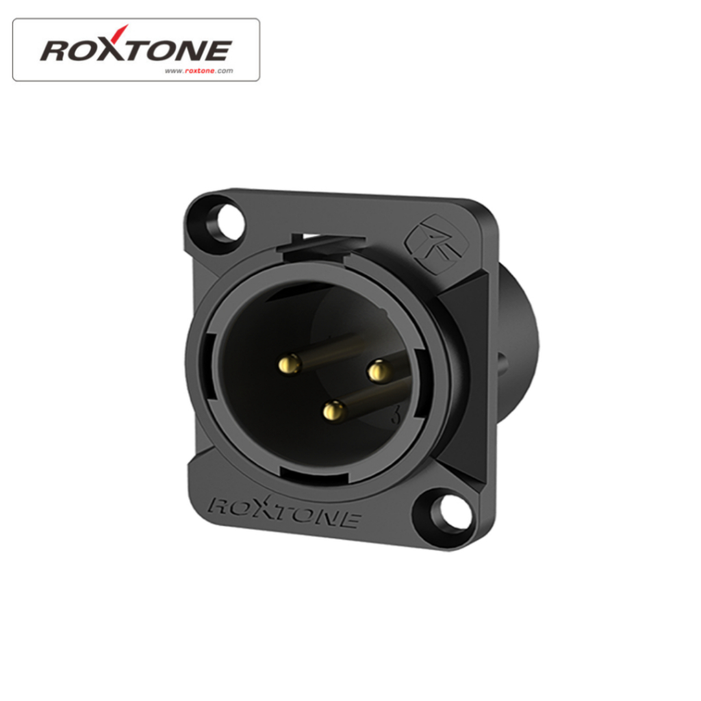 Socket XLR Male Roxtone / Soket Casis Canon Jantan Kaki Emas Hitam Matrix RX3MD-BG Original Roxtone