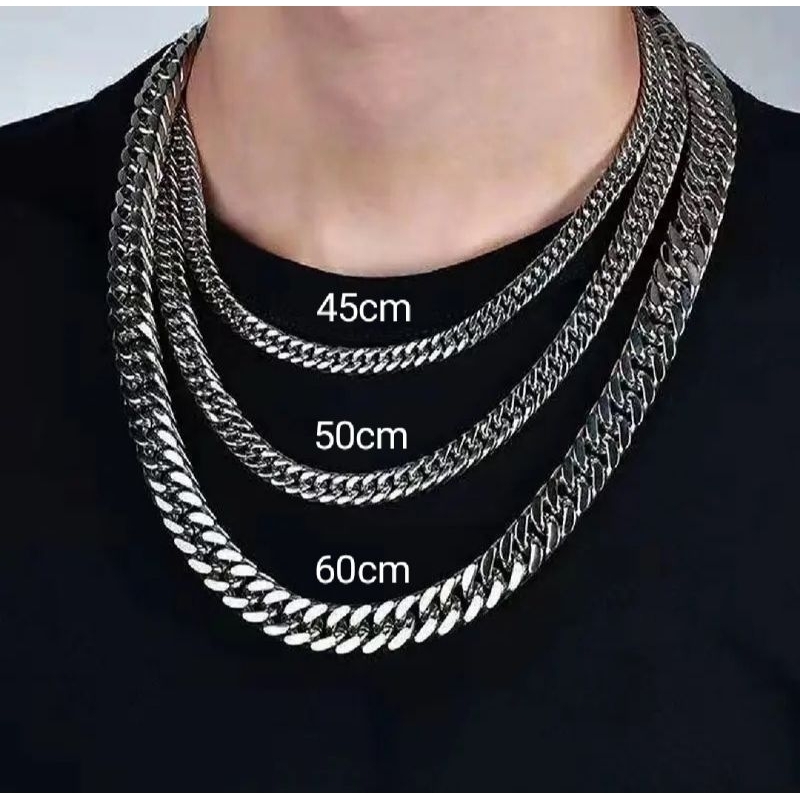 KALUNG RANTAI TITANIUM PRIA SILVER ANTI KARAT JUMBO BESAR