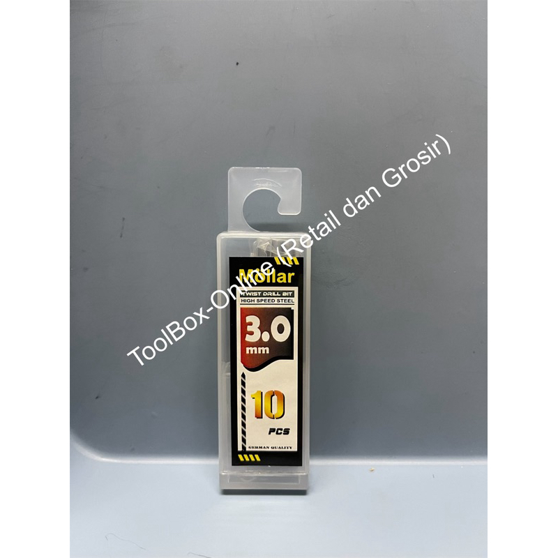 (MIN 5) 1 Kotak (10 Pcs) Mata Bor Besi HSS MOLLAR 3 mm