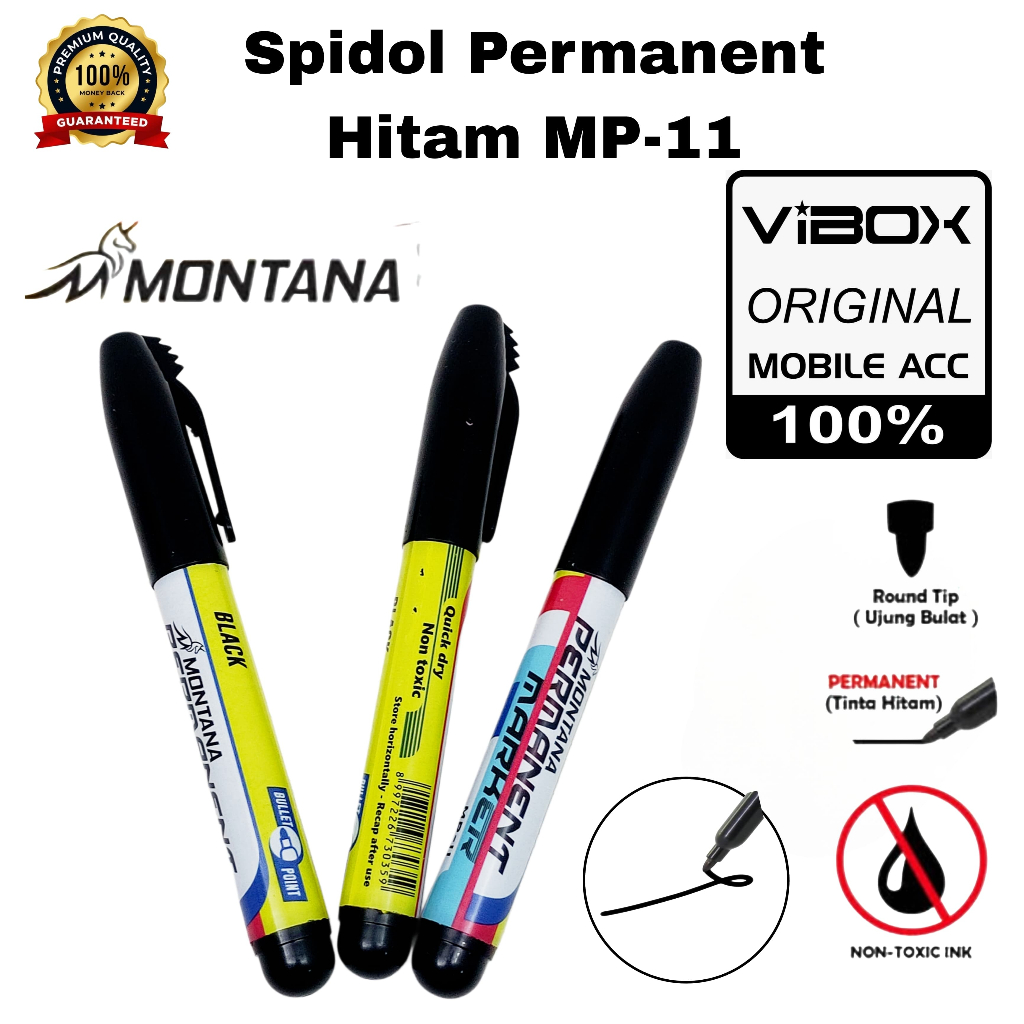 

( 5Pcs ) Montana / Esco Spidol Permanent Tinta Hitam (MP-11) Retail Satuan Bisa Di isi Ulang [SR]