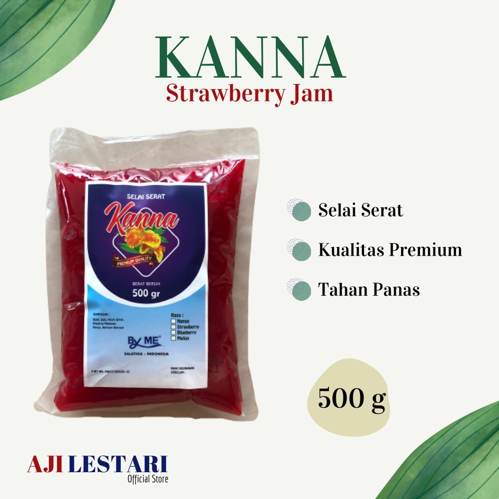 

KANNA Selai Serat Premium 500 Gram Rasa Strawberry - Filling Jam Selai Isian Olesan Roti 2