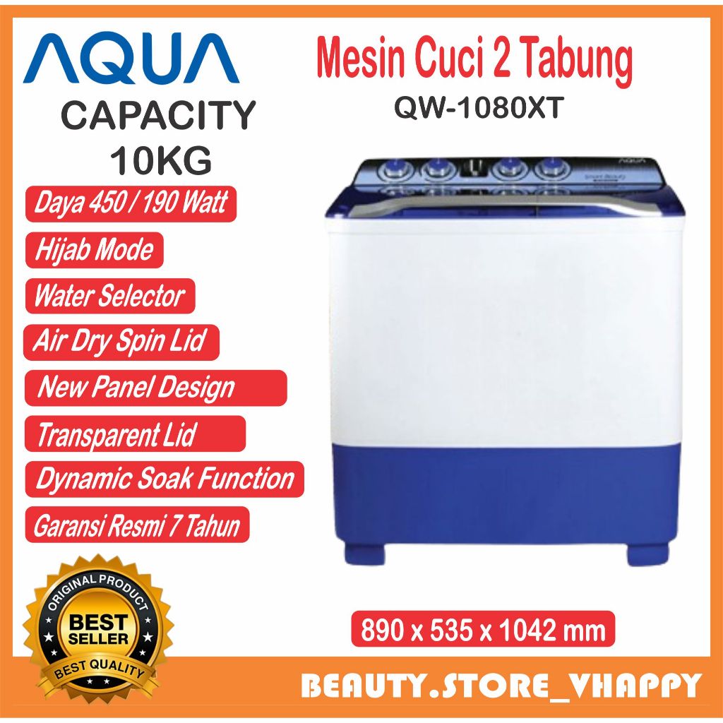 mesin cuci 2 tabung aqua 10 kg qw 1080 garansi khusus bandung dan jawa barat #murah