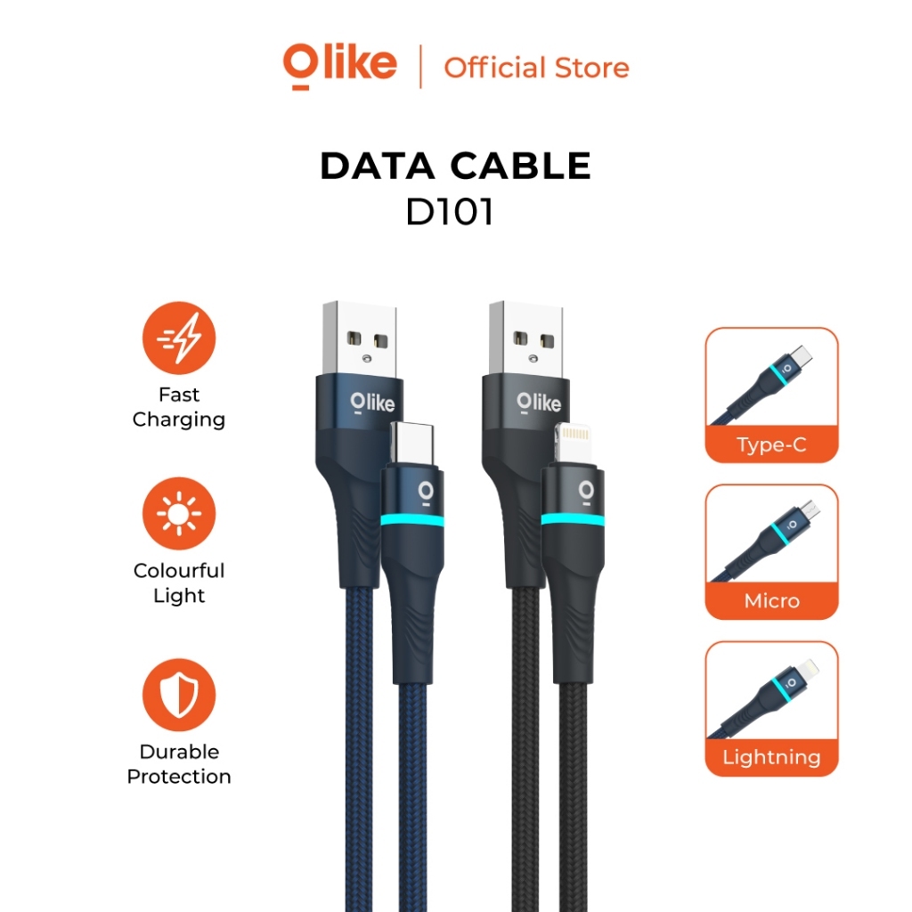 Kabel Data OLIKE D101M / D101C / Charger Fast Charging LED