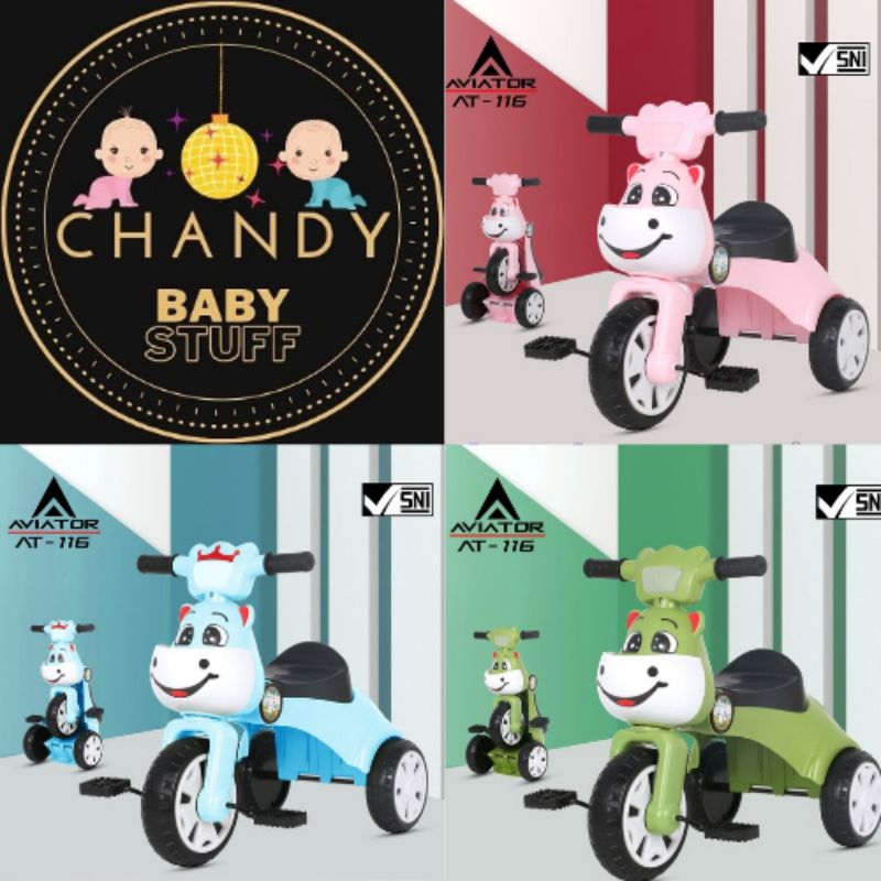 SEPEDA ANAK RODA TIGA BABY INFANT FOLDING TRICYCLE AVIATOR AT 116