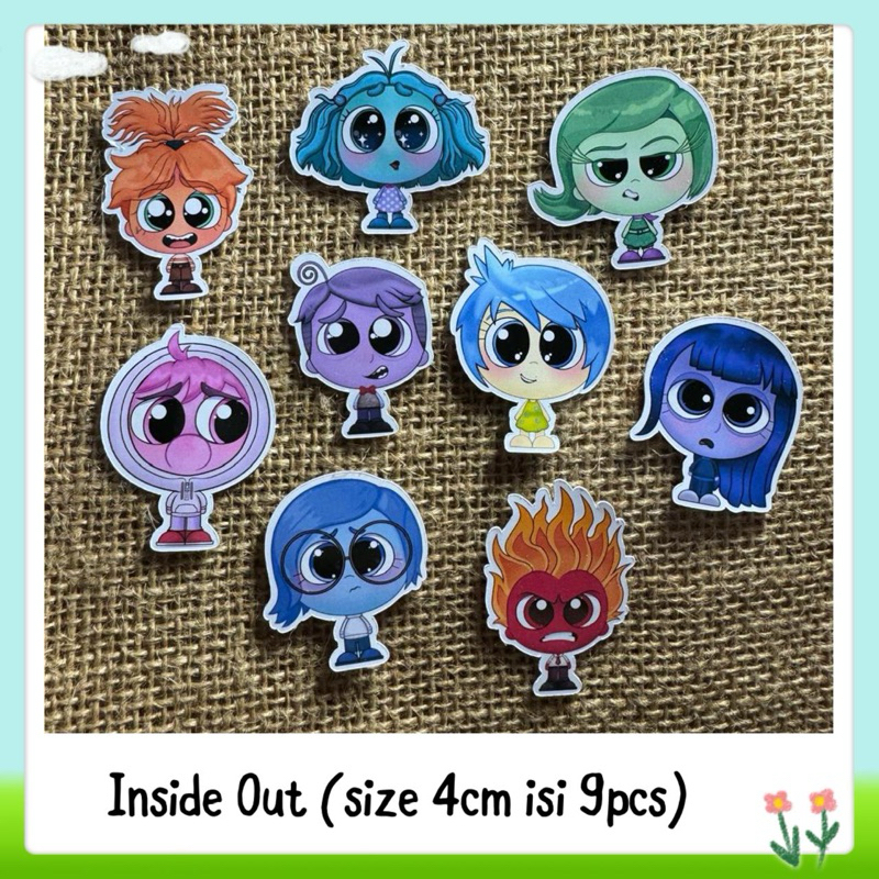 

9pcs sticker tempelan kartun inside out (4cm)