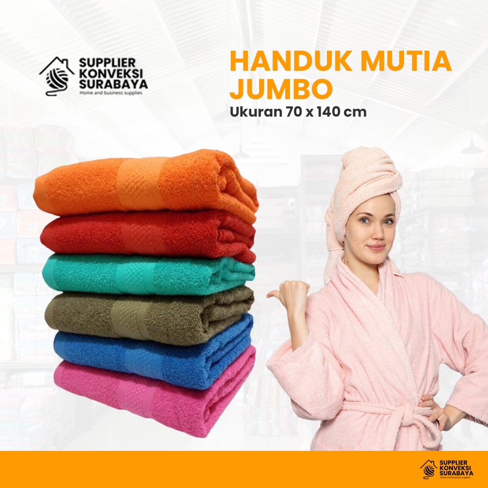 (ECER) Handuk Sovenir Mutia Jumbo 70x140 - Souvenir handuk - Handuk hotel - Kain lap untuk hotel - S