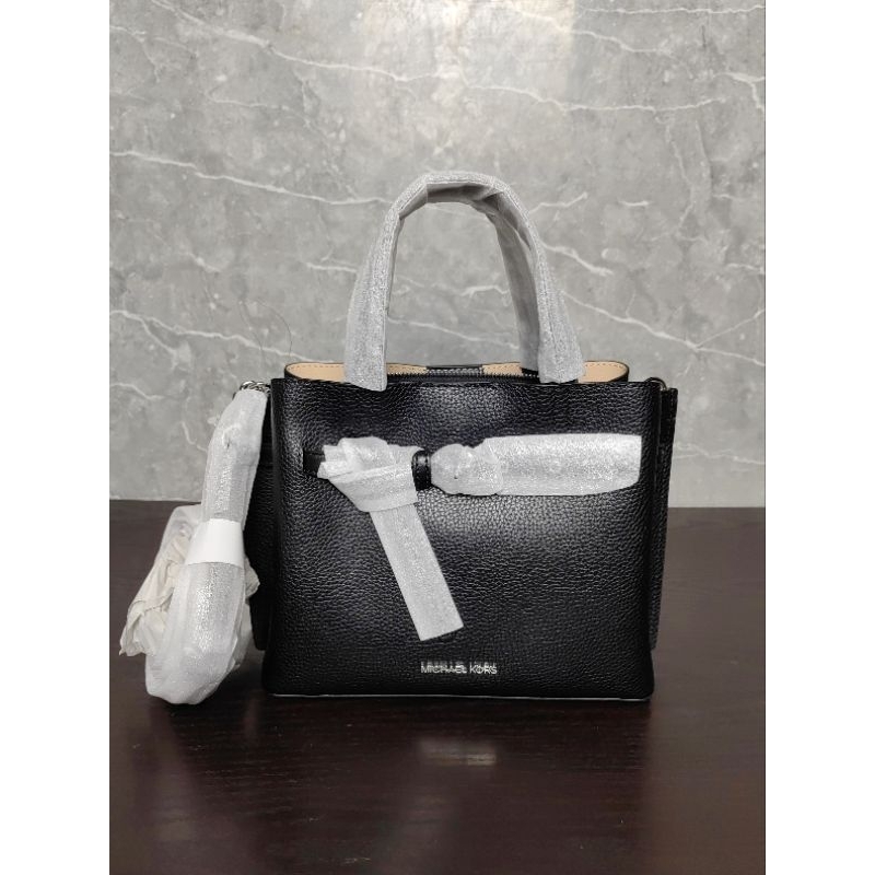 MK Emilia Small Satchel Leather Ref Black