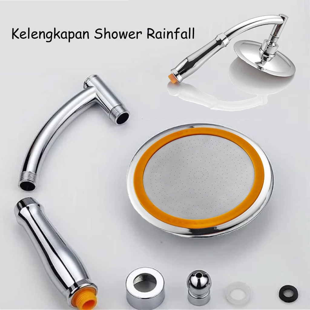 Kepala Shower Bulat Kamar Mandi Rainfall 6 inc Besar Shower Tanpa Bobok