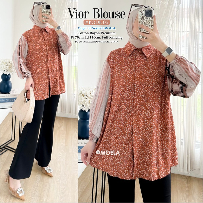 Vior Top // Kemeja Atasan Wanita Motif Bunga-Bunga dan Beruang