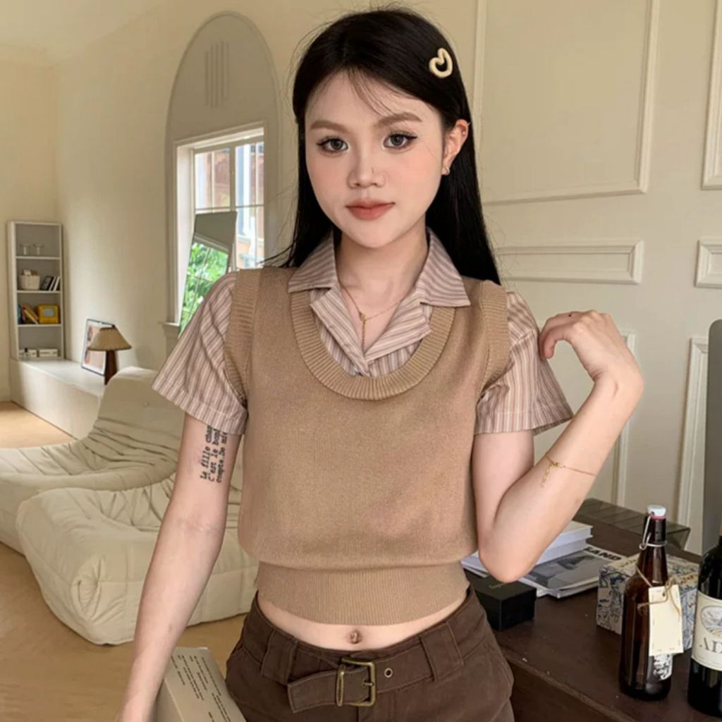 DAFASHIONSHOP / Atasan / Atasan Blouse / Atasan Rajut / Atasan Baju / Atasan Wanita Kekinian / Ootd