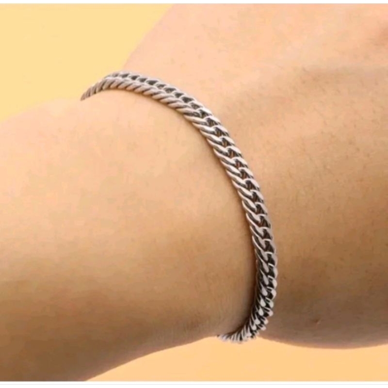 GELANG TANGAN RANTAI SILVER SIMPLE ELEGANT PRIA WANITA GELANG FASHION KOREA