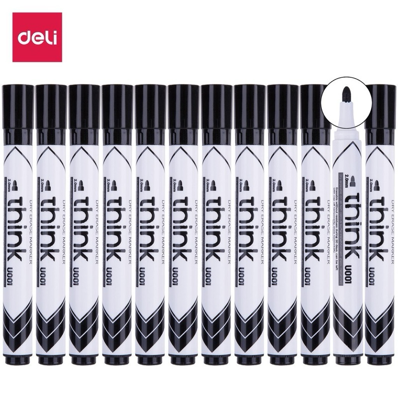 

Spidol Whiteboard Hitam DELI THINK U001 2.0mm Acrylic (1 pcs)