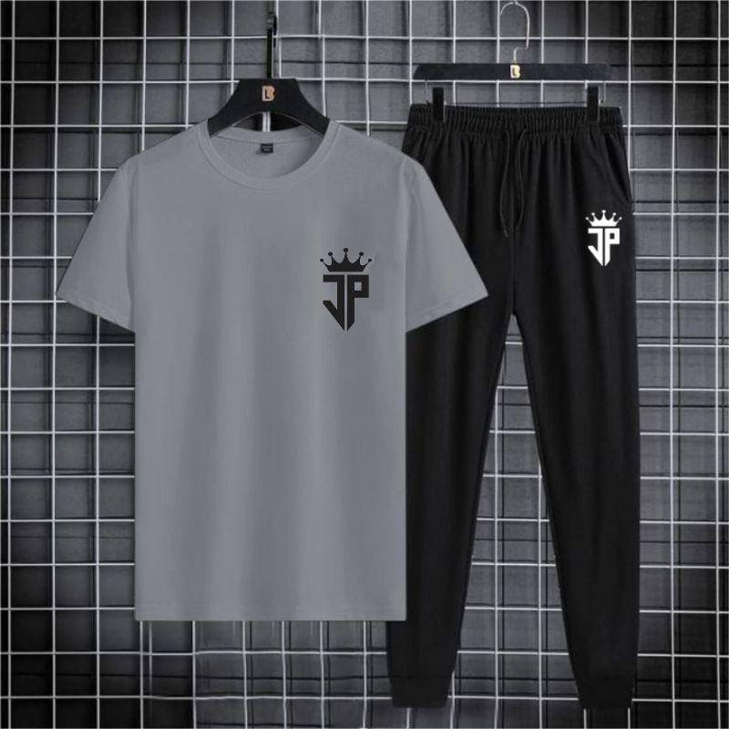 Setelan Pria Logo JP Terlaris Kaos Jogger II Set Kaos Celana Jogger Kekinian II Setelan Pria Dewasa 