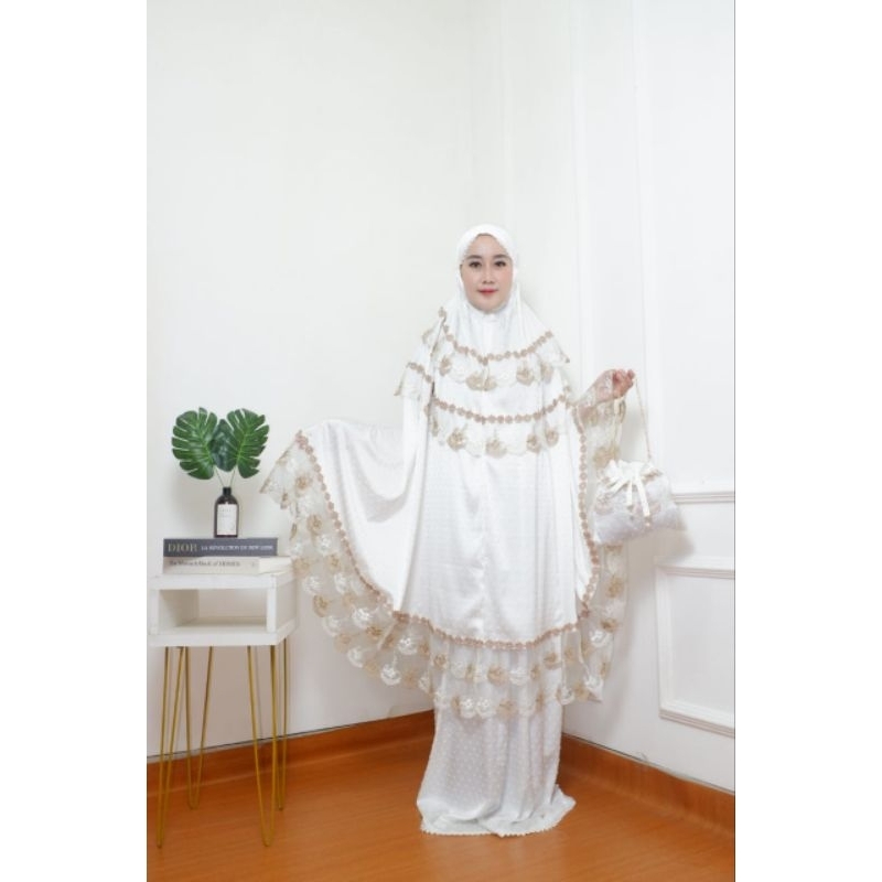 Mukena Rabia Renda Mewah Elegan//Mukena Hantaran//Muekena mewah Free Tas Cantik