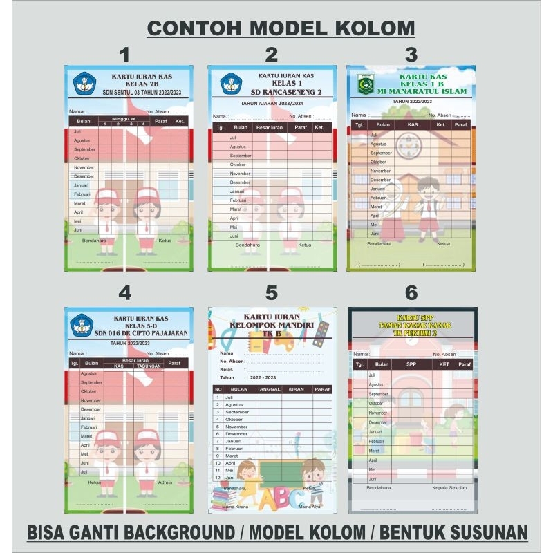 CETAK KARTU BOLAK BALIK KARTU IURAN KARTU PEMBAYARAN SEKOLAH KARTU ANGSURAN - KAS - INFAQ -LES  TK S