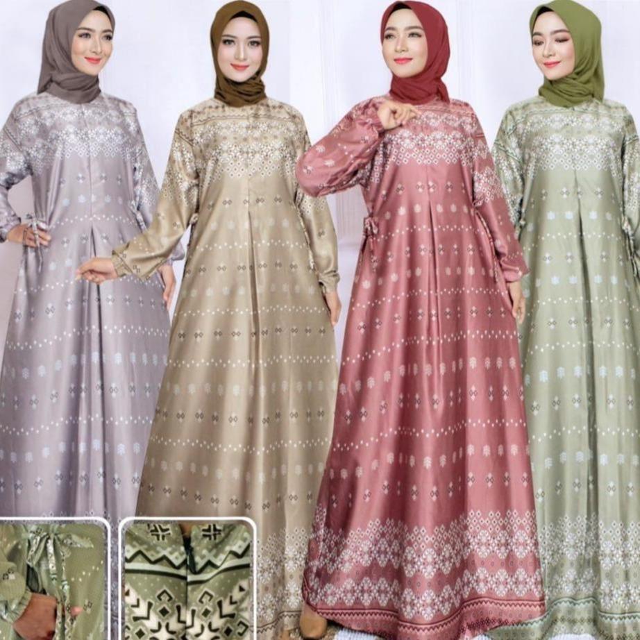 Gamis Athalia Series / Dress silk Premium / Gamis motif Bunga Wanita