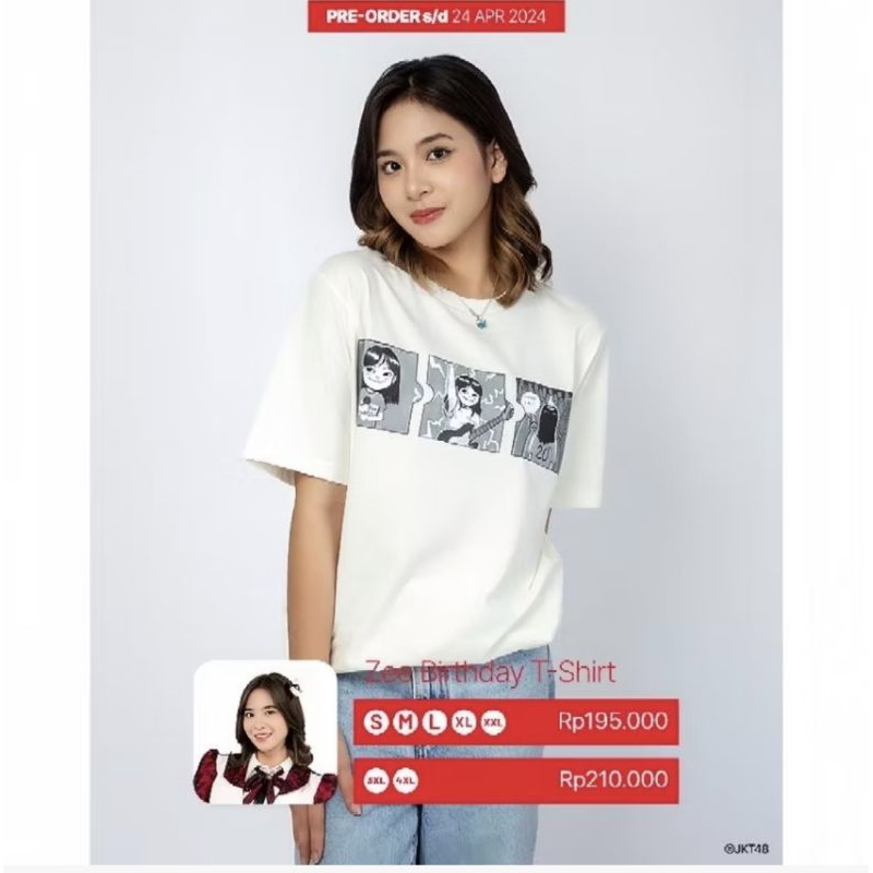 Tshirt Baju Kaos Distro Zee Birthday JKT48 bahan katun putih