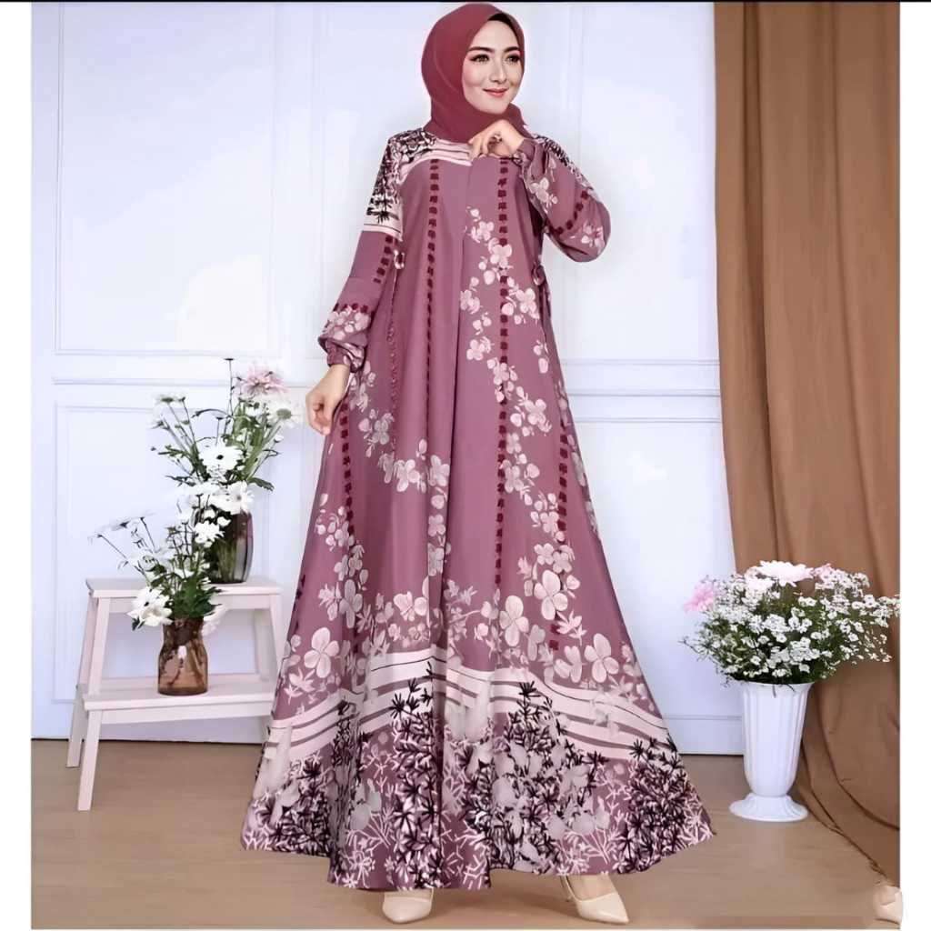 Dress SYAKIRA SYARI Gamis Set Khimar / Dress Wanita Kondangan