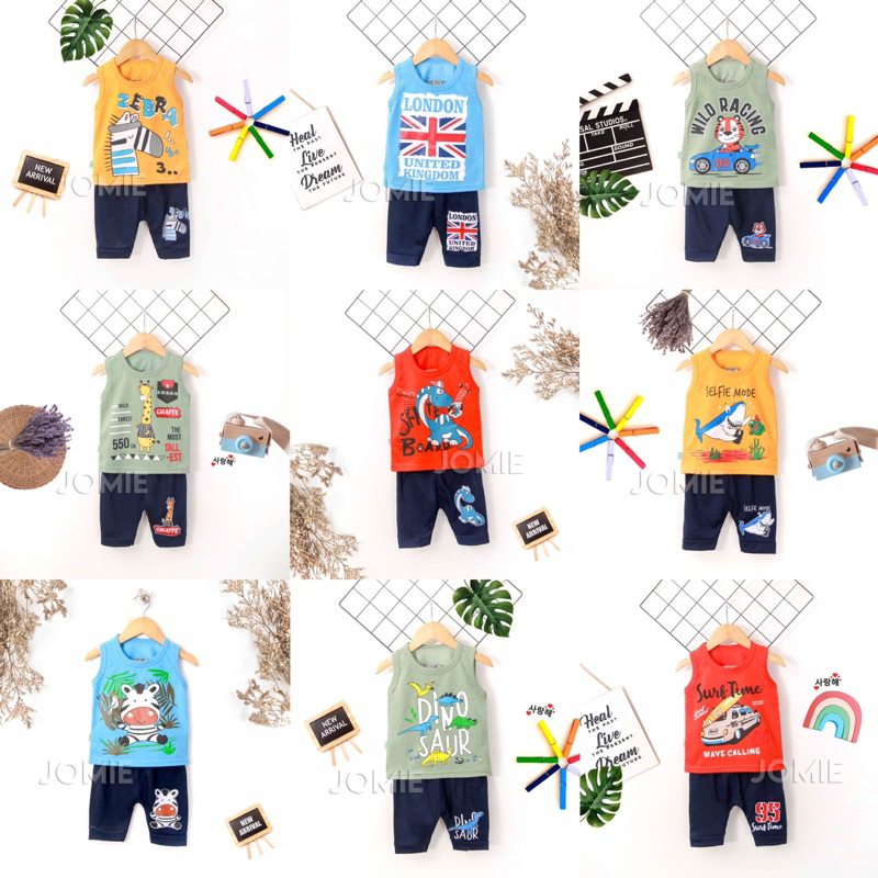 Baju Singlet Bayi 6Bulan hingga 1Tahun Pakaian Tidak Berlengan Anak Laki-Laki