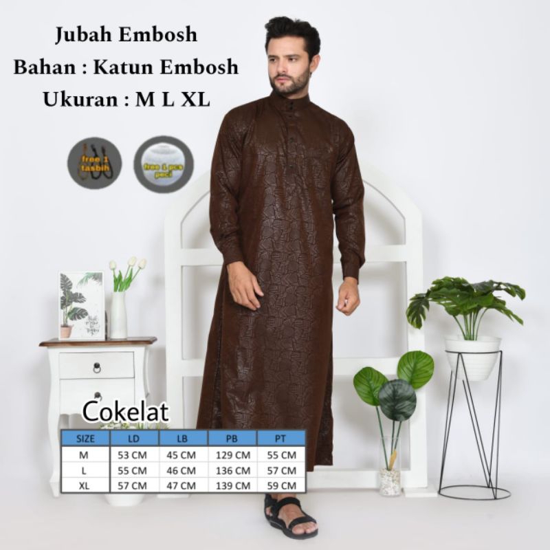 Jubah Muslim Pria Embos -Jubah Pria motif Embos-Gamis Pria Muslim -Gamis embos Pria terlaris/Jubah P