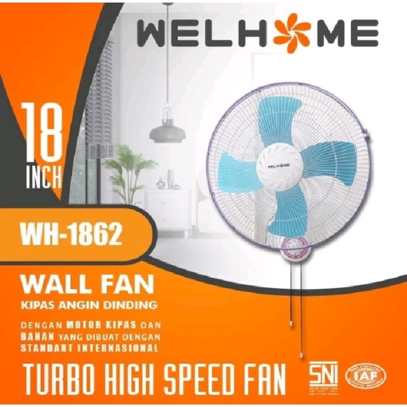 BATAM - WELHOME WH1862 WH 1862 wall fan kipas angin dinding 18 inch daun baling besi
