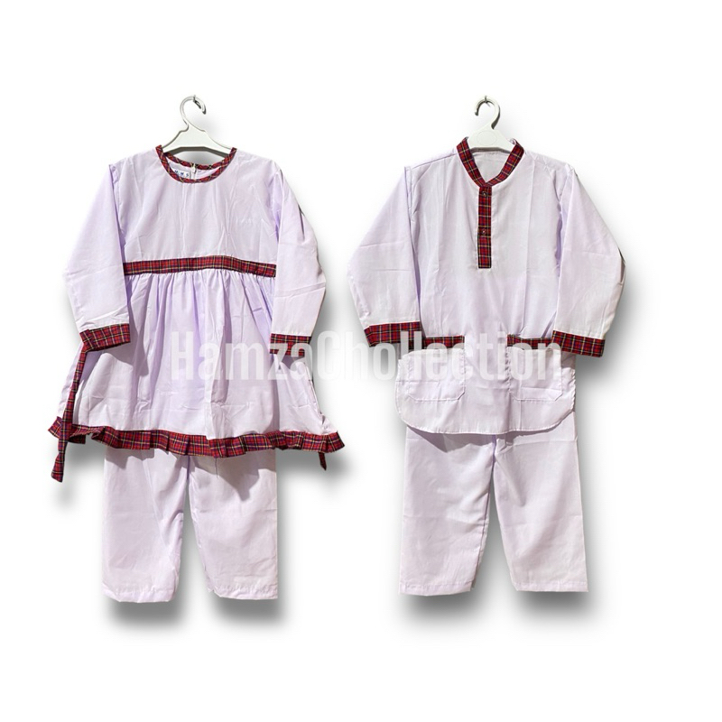 SETELAN MUSLIM ANAK. SERAGAM PAUD / TK KOMBINASI KOTAK MERAH