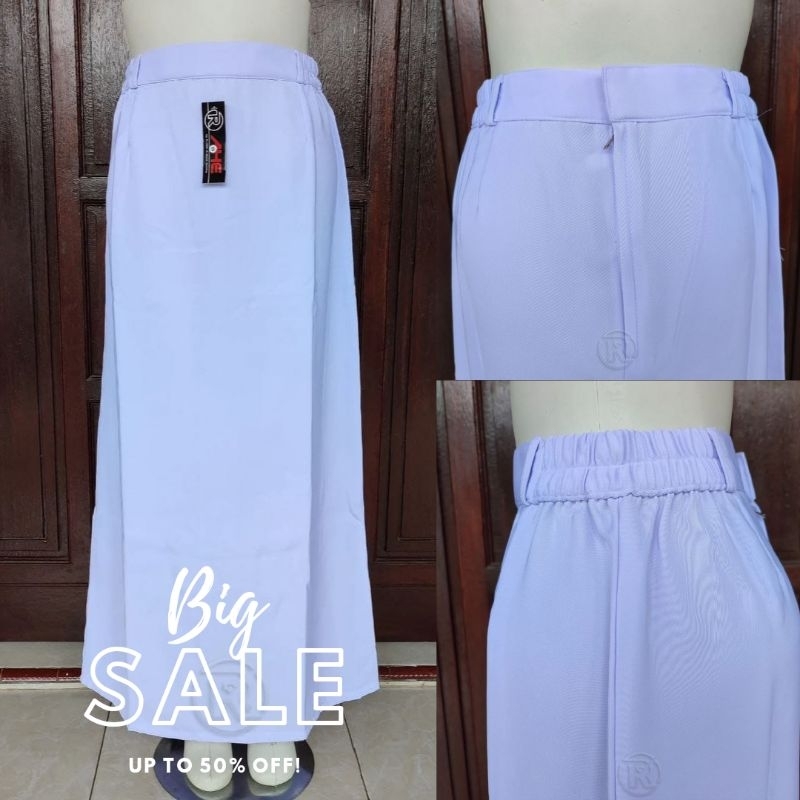 Rok Putih Panjang Model Line A Ukuran Standar dan Jumbo Bahan Twist Ferari