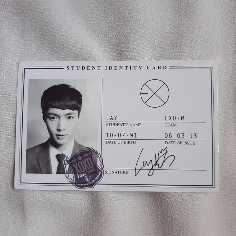 EXO photocard pc id card growl album Lay Zhang Yixing
