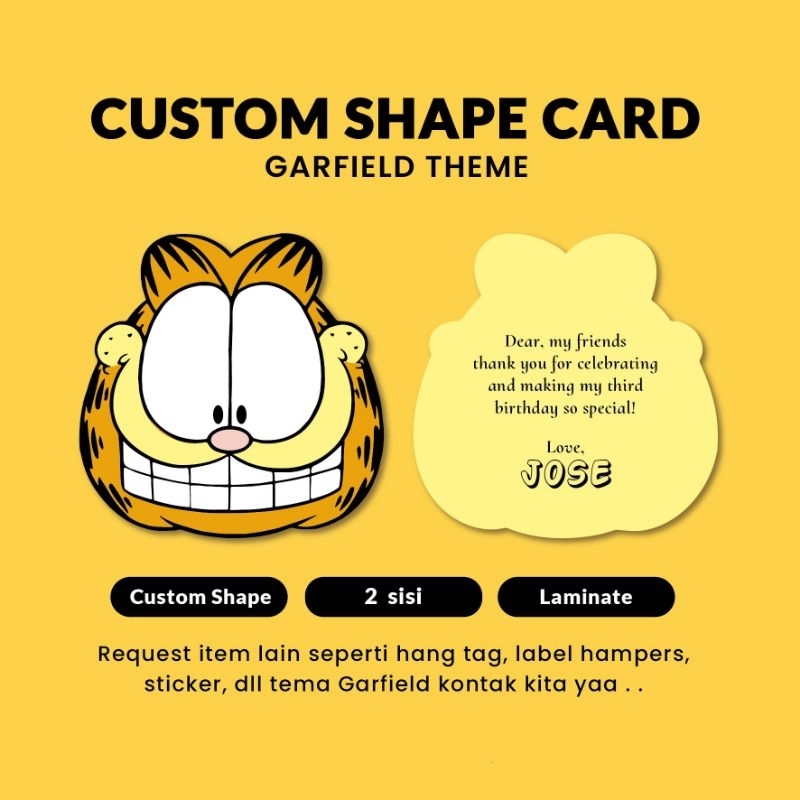 

CUSTOM SHAPE CARD Garfield Thanks Card Souvenir