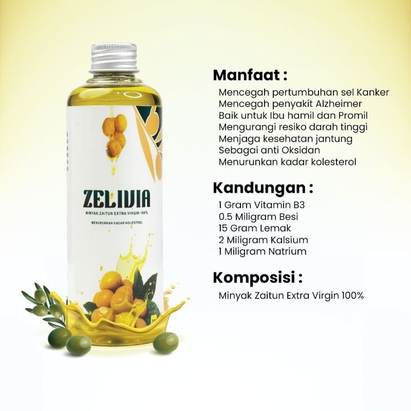 

Minyak Zaitun Zelivia 100% murni, virgin olive oil