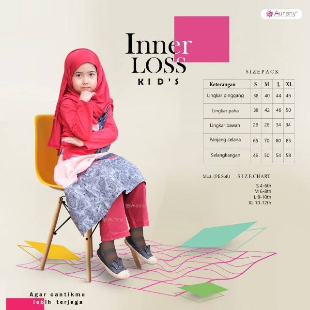 Aurany Inner Loss Kids Hitam Coklat Tua Navy Coklat Susu Maroon Abu Misty Celana Inner Gamis Anak