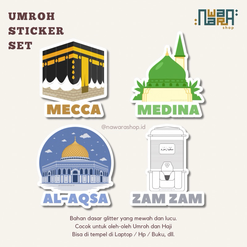 

STICKER MEKAH MADINAH ZAMZAM AL AQSA | STICKER OLEH OLEH UMROH HAJI