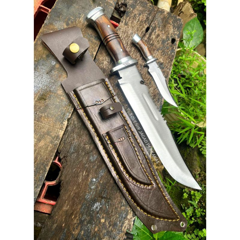 PISAU BOWIE JUMBO RAMBO Survive Camping Double Baja Per Fulltang