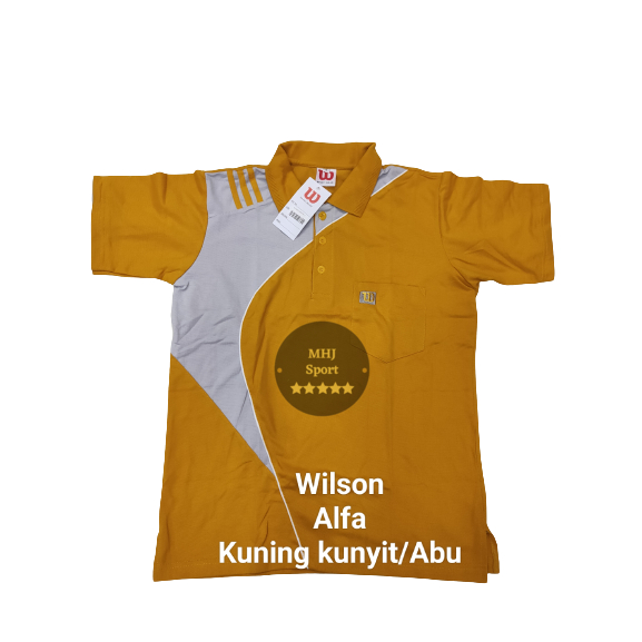 Kaos kerah Olahraga Bordir Wilson (ALFA) KUNING KUNYIT