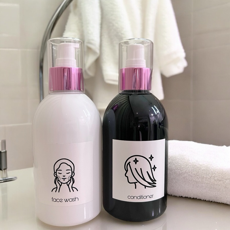 botol sabun cair aesthetic 250ML NEW HITAM PUTIH STIKER GAMBAR KECIL PUMP LOTION LILAC GOLD LUXURY