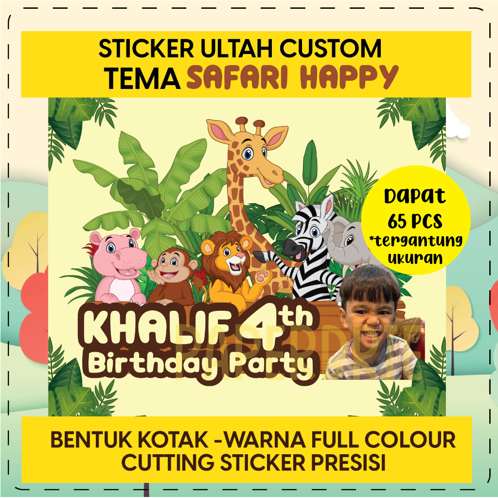 

label stiker SAFARI HAPPY Ulang Tahun Anak - sticker birthday party stiker hampers sticker hamper stiker bingkisan ultah