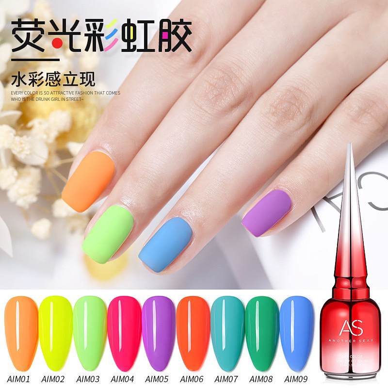 [AIM btl merah]AS Nail Gel Polish Kutek Gel 15ml Warna Neon Cerah UV LED