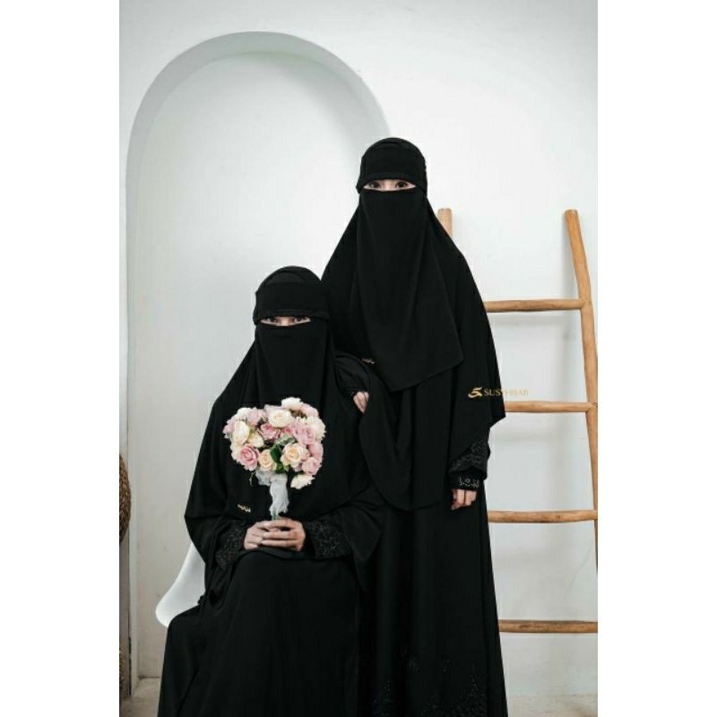 susyhijab_ niqab bandana poni renda plain diamond salma pekat cantik mewah