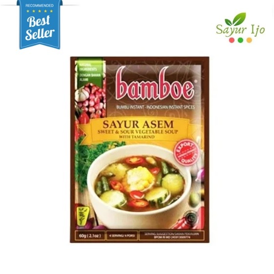 

Bamboe Bumbu Sayur Asem 60 Gram / Pack Spice Mix For Indonesian Sweet & Sour Vegetable Soup Rempah Kuah Masak Sop Instant