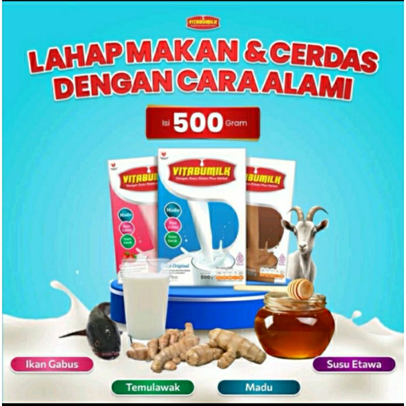 

VITABUMILK SUSU KAMBING ETAWA PLUS ALBUMIN,MADU,TEMULAWAK Solusi Gemuk,sehat dan Cerdas