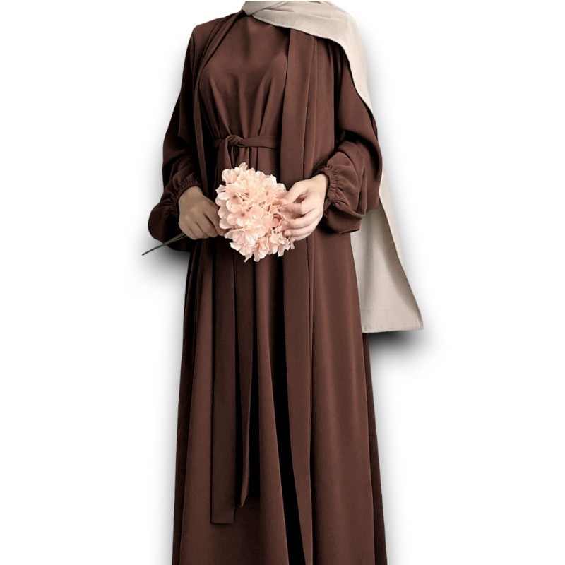 ISabella - Abaya Outer Set Pasmina Crinkle Premium Lengan Karet Mewah Simple