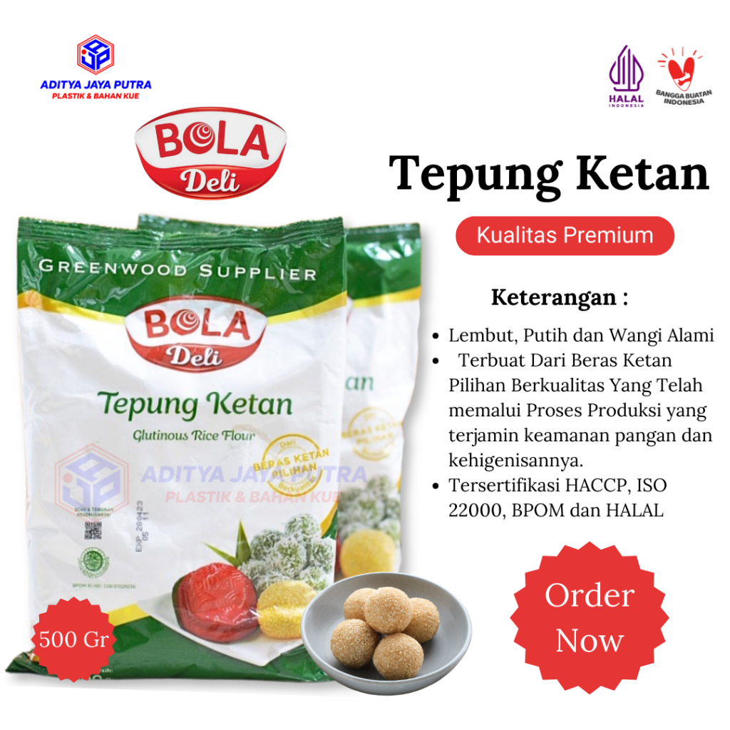 

TEPUNG KETAN BOLA DELI 500gr – Glutinous Rice Flour 500 gr